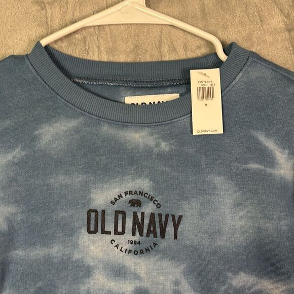 NWT New Blue White Cloud Tie Dye Crewneck Sweatshirt Size Small - Picture 2 of 9